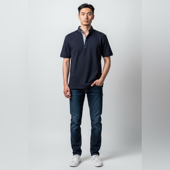 Feel & Jelly Other - Boys Navy Short Sleeve Polo Shirt Contrast Collar Casual Classic Top